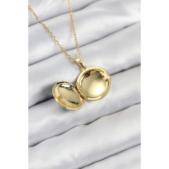 316L Çelik Açılabilr Kapaklı Deniz Model Gold Renk Kadın Kolye - TJ-BKO10516