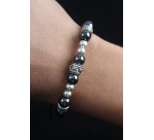 Doğal Taş X Model Antrasit Renk Asansörlü Erkek Bileklik - TJ-EB3754