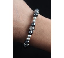 Doğal Taş X Model Antrasit Renk Asansörlü Erkek Bileklik - TJ-EB3754