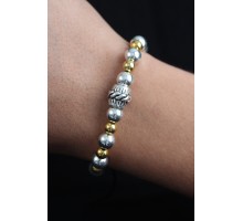 Doğal Taş Sarmal Model Gold Ve Gümüş Renk Asansörlü Erkek Bileklik - TJ-EB3755