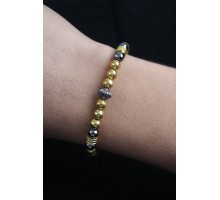 Doğal Taş Çember Model Gold Ve Füme Renk Asansörlü Erkek Bileklik - TJ-EB3761