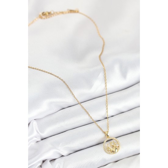 316L Çelik Zirkon Taşlı Yıldız Ve Kalp Model Gold Renk Kadın Kolye - TJ-BKO10522