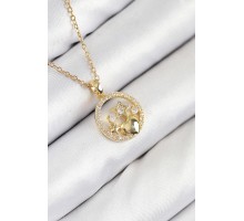 316L Çelik Zirkon Taşlı Yıldız Ve Kalp Model Gold Renk Kadın Kolye - TJ-BKO10522