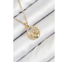 316L Çelik Zirkon Taşlı Yıldız Ve Kalp Model Gold Renk Kadın Kolye - TJ-BKO10522