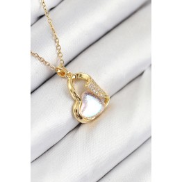 316L Çelik Zirkon Taşlı Kalp Model Gold Renk Kadın Kolye TJ-BKO10523