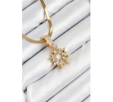 316L Çelik Zirkon Taşlı Yıldız Model Gold Renk Kadın Kolye - TJ-BKO10528