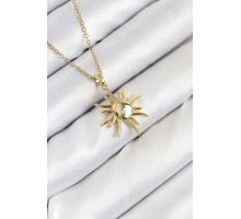 316L Çelik Güneş Model Gold Renk Kadın Kolye - TJ-BKO10537