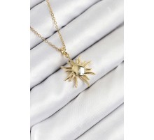 316L Çelik Güneş Model Gold Renk Kadın Kolye - TJ-BKO10537