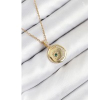 316L Çelik Zirkon Taşlı Ay Ve Güneş Model Gold Renk Kadın Kolye - TJ-BKO10539