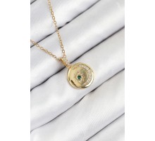 316L Çelik Zirkon Taşlı Ay Ve Güneş Model Gold Renk Kadın Kolye - TJ-BKO10539