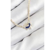 Pirinç Zirkon Taşlı Su Yolu Göz Model Gold Renk Kadın Kolye - TJ-BKO10547