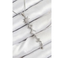 316L Çelik Zirkon Taşlı Güneş Ve Ay Enerji Model Gümüş Renk Kadın Kolye - TJ-BKO10551