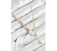 Pirinç Yılan Model Gold Renk Asansörlü Kadın Kolye - TJ-BKO10552