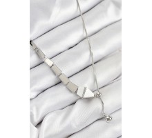 Pirinç Yılan Model Gümüş Renk Asansörlü Kadın Kolye - TJ-BKO10553