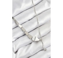 Pirinç Yılan Model Gümüş Renk Asansörlü Kadın Kolye - TJ-BKO10553