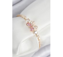 Pirinç Zirkon Taşlı Kelebek Model Gold Renk Kadın Bileklik - TJ-BB7853