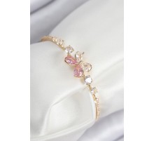 Pirinç Zirkon Taşlı Kelebek Model Gold Renk Kadın Bileklik - TJ-BB7853