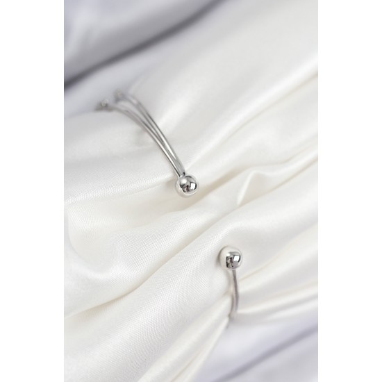 Pirinç Zirkon Taşlı Kalp Model Gümüş Renk Kadın Bileklik - TJ-BB7856