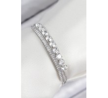 Pirinç Zirkon Taşlı Su Yolu Model Gümüş Renk Kadın Bileklik - TJ-BB7858