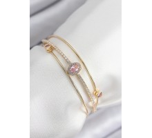 Pirinç Zirkon Taşlı Baget Model Gold Renk Kadın Bileklik - TJ-BB7863