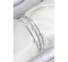 Pirinç Zirkon Taşlı Su Yolu Model Gümüş Renk Kadın Bileklik - TJ-BB7868