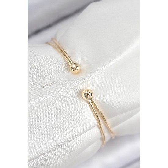 Pirinç Zirkon Taşlı Kalp Model Gold Renk Kadın Bileklik - TJ-BB7869