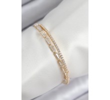 Pirinç Zirkon Taşlı Su Yolu Model Gold Renk Kadın Bileklik - TJ-BB7881