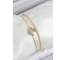 Pirinç Zirkon Taşlı Kuğu Model Gold Renk Kadın Bileklik - TJ-BB7889