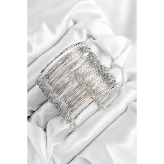 Pirinç Tel Sarma Model Gümüş Renk Kadın Bileklilk - TJ-BB7896