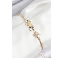 Pirinç Zirkon Taşlı Yıldız Model Gold Renk Kadın Bileklik - TJ-BB7899