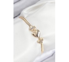 Pirinç Zirkon Taşlı Kalp Model Gold Renk Kadın Bileklik - TJ-BB7901
