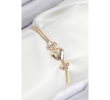 Pirinç Zirkon Taşlı Kalp Model Gold Renk Kadın Bileklik - TJ-BB7901