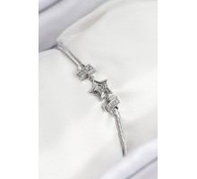 Pirinç Zirkon Taşlı Yıldız Model Gümüş Renk Kadın Bileklik - TJ-BB7902