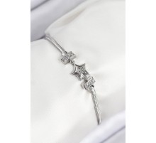 Pirinç Zirkon Taşlı Yıldız Model Gümüş Renk Kadın Bileklik - TJ-BB7902