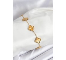 316L Çelik Gold Zincir Sarı Yonca Bileklik - TJ-BB7906