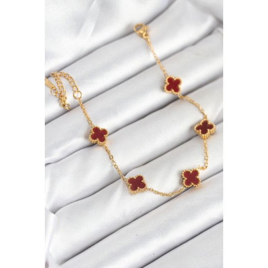 316L Çelik Gold Zincir Baby Boy Bordo Renk Bileklik - TJ-BB7907