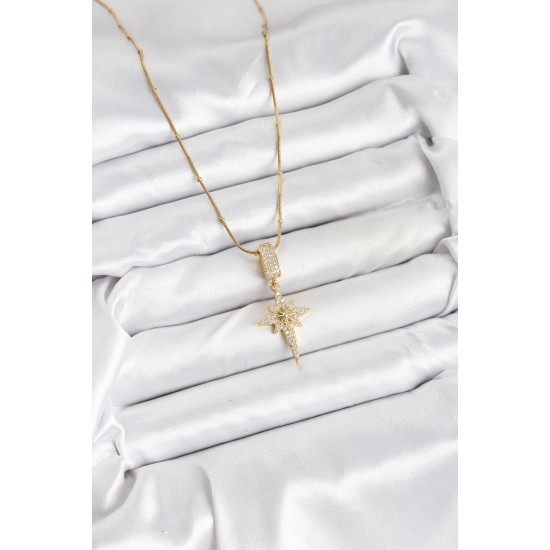 316L Çelik Zincir Gold Renk Kutup Yıldızı Kadın Kolye - TJ-BKO10559