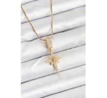 316L Çelik Zincir Gold Renk Kutup Yıldızı Kadın Kolye - TJ-BKO10559