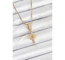 316L Çelik Zincir Gold Renk Kutup Yıldızı Kadın Kolye - TJ-BKO10559