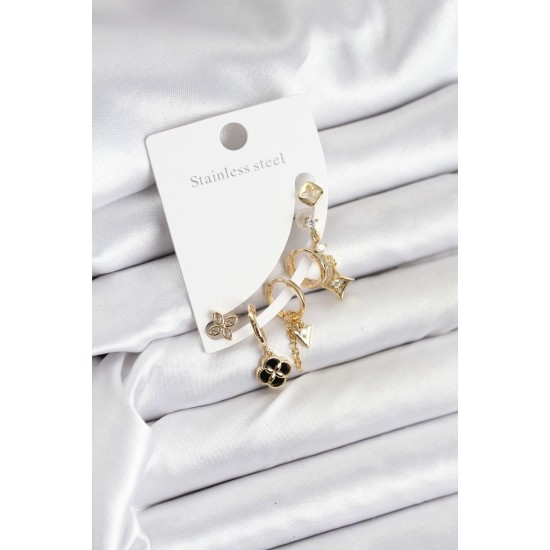 Pirinç Gold Renk Kadın Set Küpe - TJ-BKP11217