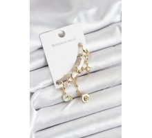 Pirinç Gold Renk Ay Model Kadın Set Küpe - TJ-BKP11219