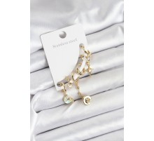 Pirinç Gold Renk Ay Model Kadın Set Küpe - TJ-BKP11219