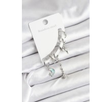 Pirinç Gümüş Renk Ay Model Kadın Set Küpe - TJ-BKP11220