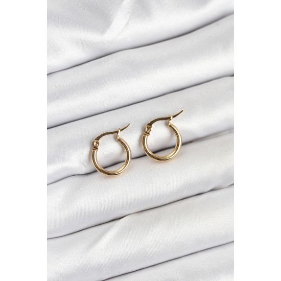 316L Çelik Gold Renk 12 mm Halka Kadın Küpe - TJ-BKP11224