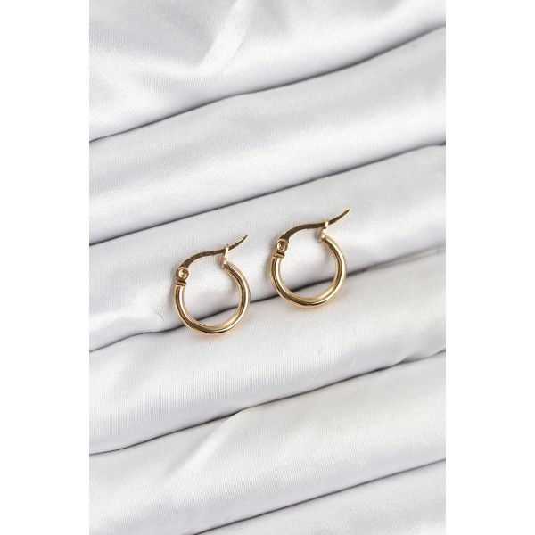 316L Çelik Gold Renk 12 mm Halka Kadın Küpe - TJ-BKP11224