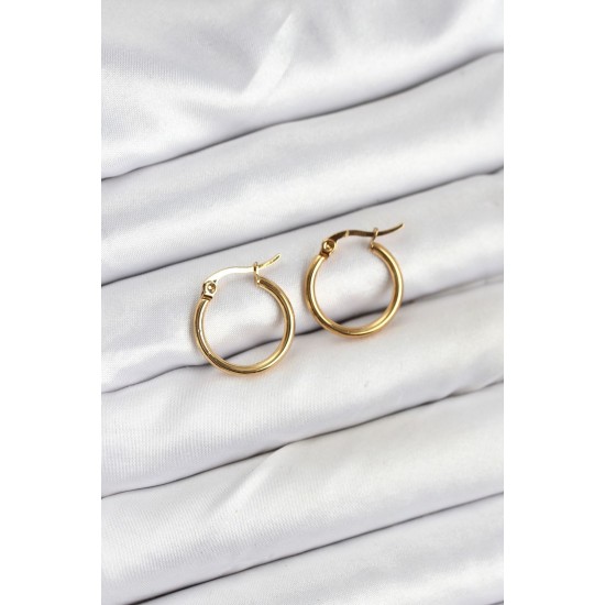 316L Çelik Gold Renk 15 mm Halka Kadın Küpe - TJ-BKP11225
