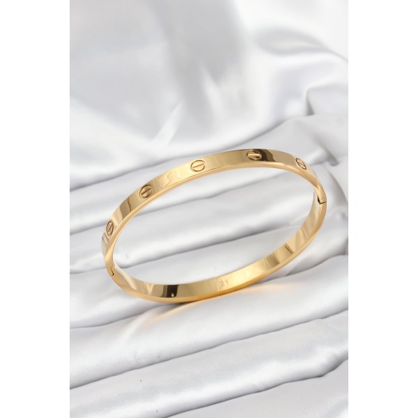 316L Çelik Gold Renk 65 mm Kadın Kelepçe Bileklik - TJ-BB7912