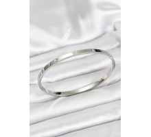 316L Çelik Gümüş Renk 65 mm İnce Kadın Kelepçe Bileklik - TJ-BB7913