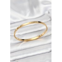 316L Çelik Gold Renk 65 mm İnce Kadın Kelepçe Bileklik TJ-BB7915