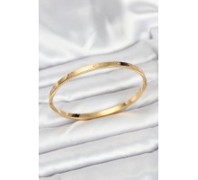 316L Çelik Gold Renk 65 mm İnce Kadın Kelepçe Bileklik - TJ-BB7915